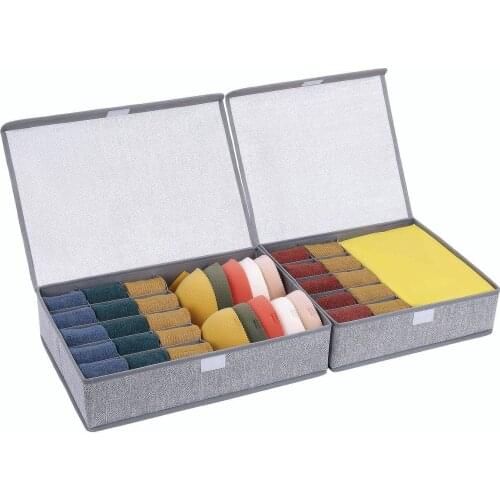 Underwear Organizer with Lids, Sock Organizers Closet Storage Drawer Organizer for Socks, Bra, Scarves and Lingerie in Wardrobe