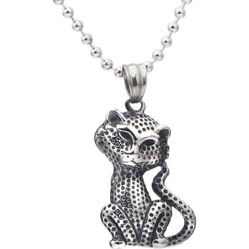 Cute Stainless Steel man Animal Cat Pendant Necklace Woman Fashion Lover Jewelry