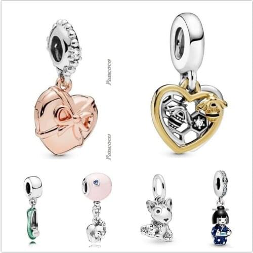 Original 925 Sterling Silver Shine Hearts & Bees With We Beelong Together Charm Bead Fit Pandora Bracelet & Necklace Jewelry