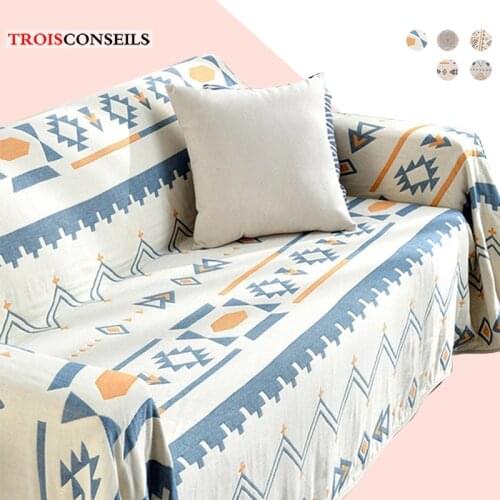 100% Cotton Thread Sofa Cover Four-layer Yarn Bedspread Sofa Towel AB Side Protective Cover Full Cover Non-Slip Sofa Blanket