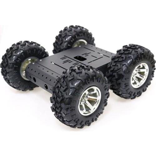 4WD Smart Robot Car Chassis with Black Aluminum Alloy Shell High Loading Capacity DIY RC Toy for Arduino