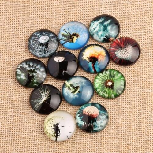 Reidgaller mixed dandelion photo glass cabochon 10mm 12mm 14mm 18mm 20mm diy earrings pendants making accessories