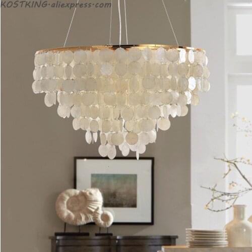 Modern Pendant Light Led Nature White Sea Shell Bulb Aisle Lamp Bedroom Lamp Indoor Home Lighting Light Fixture