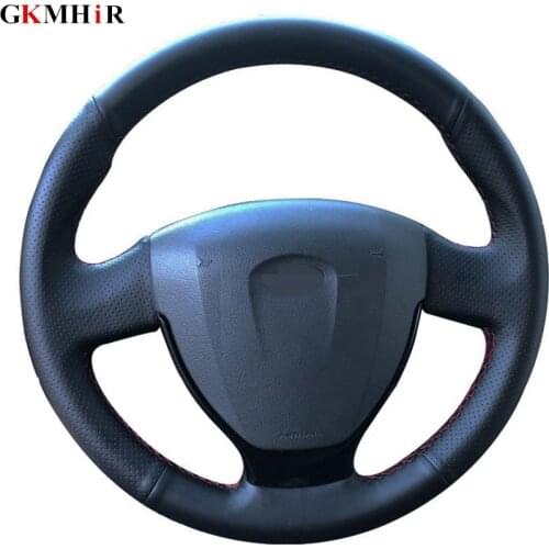 Hand-stitched Black Artificial Leather Car Steering Wheel Cover for Lada Kalina 2 2013-2018 Priora 2013-2018