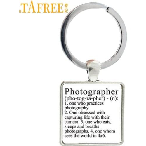 TAFREE Photographer keychain Photographers Dictionary Definition key chain ring holder men photography lovers gift jewelry AA53