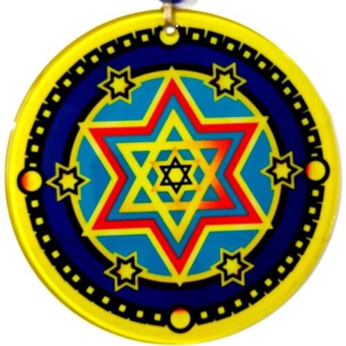 Fusion Glass Wall Decoration with Star of David Icon