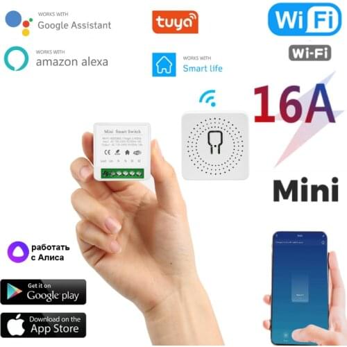 1/8Pcs Tuya Smart 16A Wifi Switch Two Way Control Breaker Timer Wireless Smart Home Automation Work With Alexa Google Home