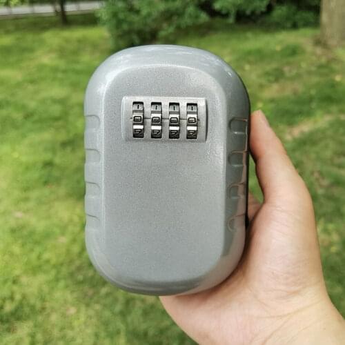 Key Lock Box Wall Mount - 4-Digit Combination Key Storage Lock Box Security Combo Lockbox for House Key, Silver, Black