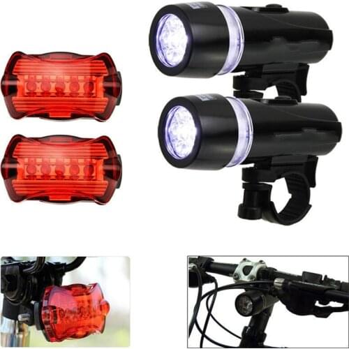 Safety Bike Front Head Light Flashlight Tail Light Lamp Waterproof Ultra Bright 5 LED Cycling Bicycle Light Set