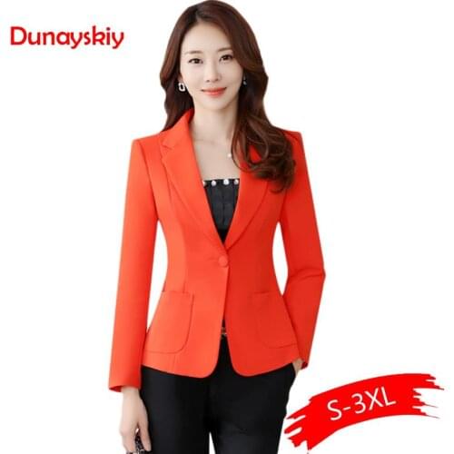 Dunayskiy women 2021 New Autumn Blazers Plus Size Slim Long Sleeve 4 Colors Solid Office Lady Work Wears Korean Style Casual