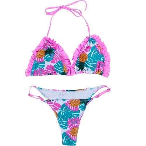 Women Bandeau Bandage Bikini Mujer Floral Print Push Up Bikini Padded Set Brazilian Swimwear Beachwear Swimsuit