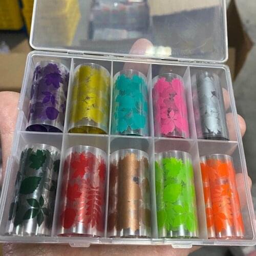 10colors Transter Nail Foils ,Autumn Maple Leaf Sticker,Christmas Decorastion Nail Decals UV Polish tips Patch NZ&*1