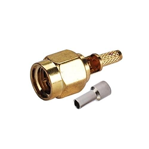 100pcs gold Tone Plated SMA male plug center window crimp RG174 RG316 LMR100 cable RF CONNECTORS
