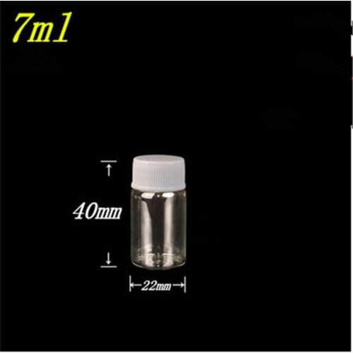 100 pcs 14 mm Screw Mouth Glass Bottles White Plastic Cap Empty Bottles DIY 22X40 mm 7 ml Little Vials New Arrival