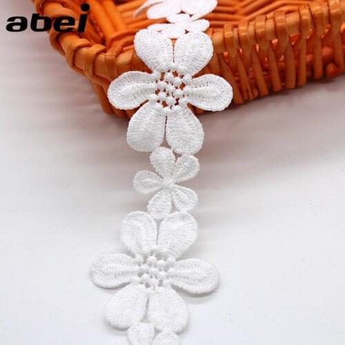 2yards/lot White solubility Embroidery Lace Flower Cotton Lace Trims DIY Sweater Skirt Edge Embellishment Garment Accessories