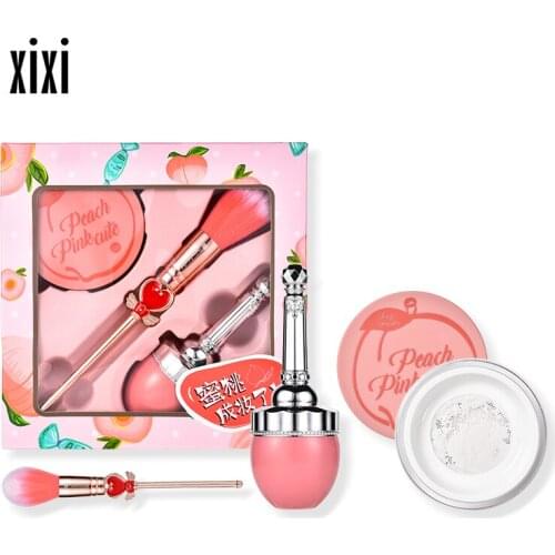 3PCS/SET Xixi face powder makeup set with blush palette cosmetic brush tools for Christmas gift waterproof face blusher AC124