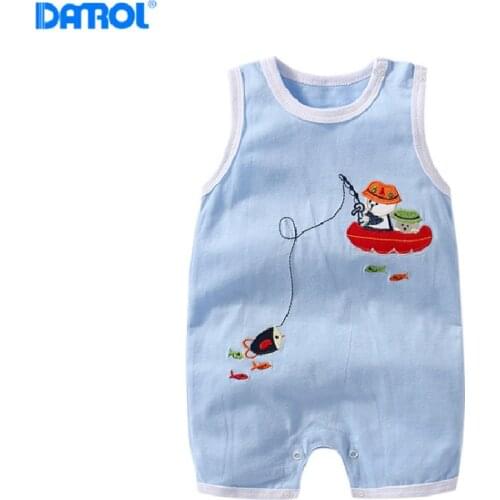 3 Pieces / Lot Danrol Colorful Baby Rompers 0-24M 100% Cotton Sleeveless embroidered Summer Boy Girl Romper Infant Clothings