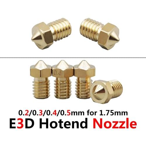 3D Printer Parts E3D hotend Nozzle High Precision Brass Nozzle 0.2/0.3/0.4/0.5mm for V5 V6 j-hend hotend 1.75mm 4