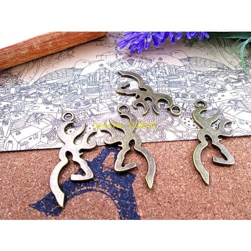 40pcs--45*18mm antique bronze musical mini Deer Head Silhouette Charm Deer Antlers Charms pendants