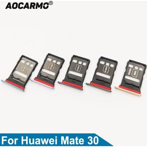Aocarmo SD MicroSD Holder Nano Sim Card Tray Slot For Huawei Mate 30 Replacement Part