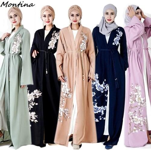 Arabic Lace Cardigain Islamic Clothing Muslim Abaya Long Cardigan Fashion Muslim Turban Dubai Fashion with Long Cape