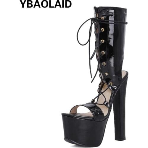 Round Toe Waterproof Platform Sexy Hollow Cross Strap Super High Heel Nightclub High Heels Open Toe Platform Fashion Sandals