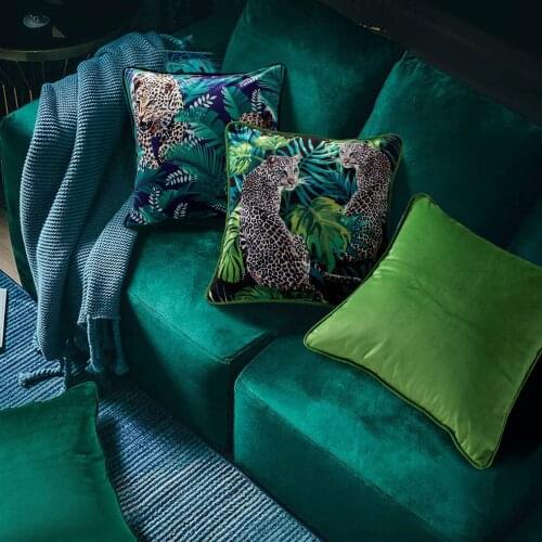 45X45/50X50CM green velvet pillowcase leapord printed cushion cover throw pillow case