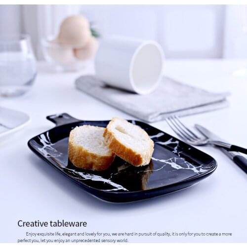 Black Plate dishes kitchen dinnerware marble grain dishes food tray simple decor kitchen tools salad tray