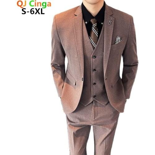 Business Formal Men Suits Solid One-Button Blazer Pants Marriage Tuxedo Male 3 Piece Set Men Terno Wedding Suit Slim Fit 2021