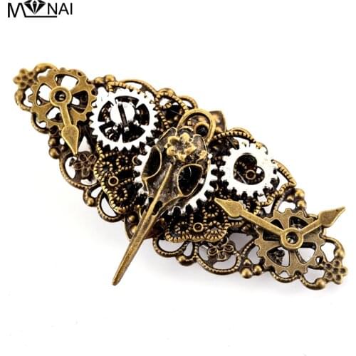 Girls Steampunk Gear Bird Head Skeleton Hair Clip Gothic Punk Vintage Lolita Lady Headwear hair accessories