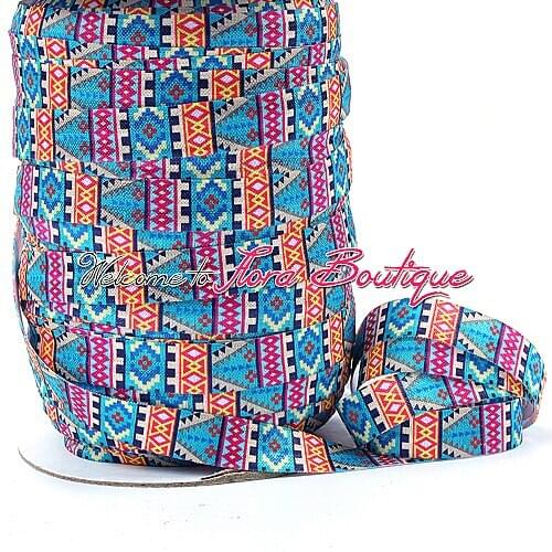 FLRA Elastic(100yards/lot) heat transfer new aztec print soft nylon fold over elastic