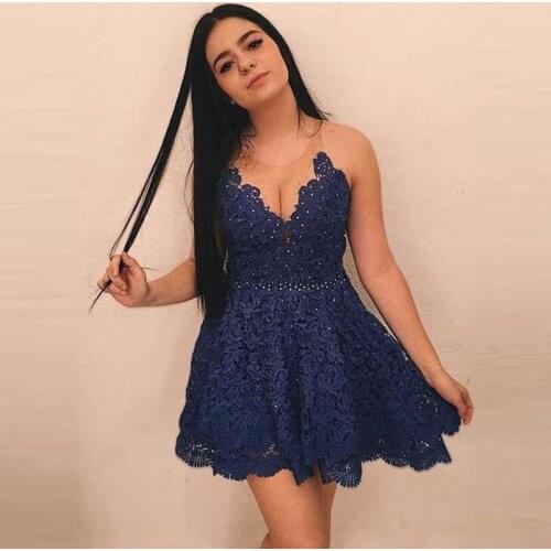 Hot Sale Lace Homecoming Dresses Sheer Neckline Beaded Graduation Dress Short/Mini Prom A Line Bride vestidos de fiesta