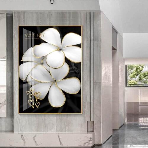 White Flowers Picture Modern Home Decoration Canvas Paintings for Interior Nordic Wall Art Frameless Abstract Wallpaper