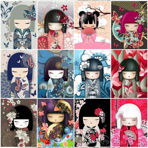 EverShine 5D Diamond Painting Full Square Japanese Diamond Embroidery Portrait Cross Stitch Cartoon Picture Rhinestones Wall Art