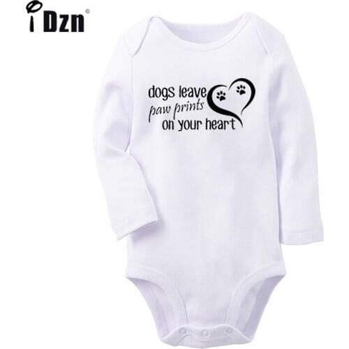 Dogs Leave Paw Prints On Your Heart Design Newborn Baby Boys Girls Outfits Jumpsuit Infant Bodysuit Clothes 100% Cotton Sets