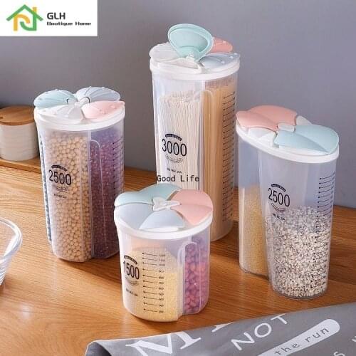 Kitchen food storage Cereal Dispenser Storage Box Rotating Dry Food Rice Container Storage Case Flour Grain Storage Bottle
