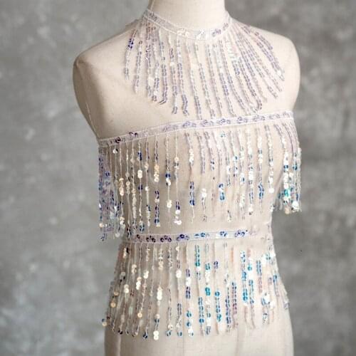 Creative tassel small sequin pendant headdress lace designer fabric diy background wall accessories skirt dress weaving