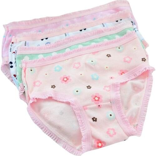 12PcsChildren Girl Underwear Briefs Cartoon Flower Animal Pattern Lace Panties Kids Clothing 3-12T 2021