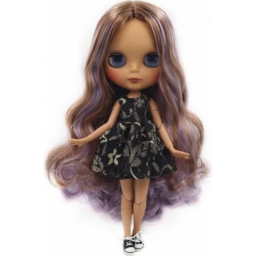 ICY DBS Blyth doll nude joint body with black skin purple mixed hair and matte face No.9158/1049