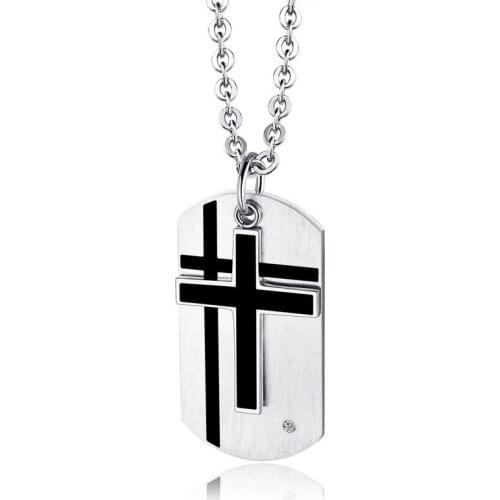 Fashion Double Cross Necklace Punk Hip Hop Style Stainless Steel Pendant For Men Christian Believer Jewelry Gift