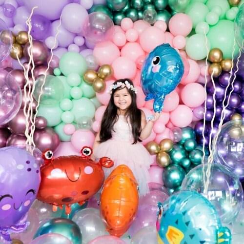 Ocean World Decoration Shell Mermaid Tail Balloon Sea Animal Fish Octopus Air Ball Globos Sea Theme Birthday Party Supplies