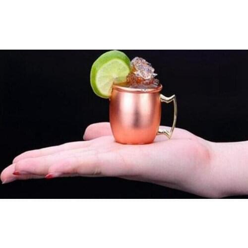 60ml 2oz 304 Stainless Steel Drum Type Moscow Mug Hammered Copper Plated Beer Mug Beer Cup Water Glass Drinkware