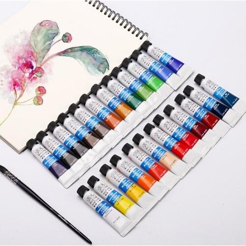 10ml Watercolor Paint Set 12/18/24 Colors Tube Color Pigments Beginner Portable Boxed Sketch Set School Stationery Art Supplies