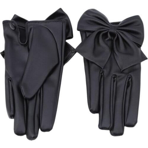 New Arrival Winter Gloves Women Waterproof Outdoort Butterfly Bow Leather Thicken Warm Gloves Female Elastic Mittens
