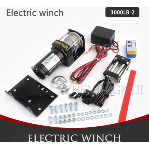 Portable Vehicle-mounted Electric Winch Wire Rope Winch 3000 Pounds Mud Marsh Anchor Rescue Beach Stranded Outdoor Lifting Tools