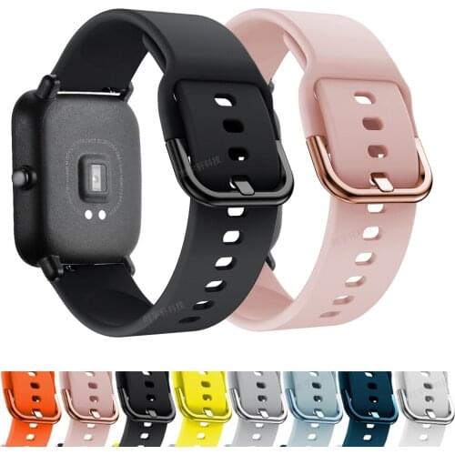 20mm Silicone Strap For Xiaomi Huami Amazfit Bip Smart band Bracelet for Amazfit Bip Strap Replacement Belt Accessories