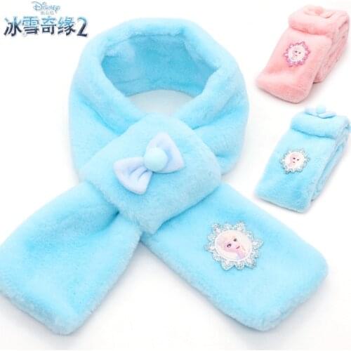 100% Genuine Disney 11*8cm Frozen 2 Princess ELSA ANNA scarf Kids Girls Cartoon Warm Winter muffler Children toy High quality