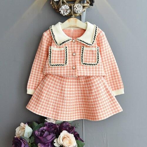 Super Western Girls Rabbit Velvet Core-Spun Yarn Small Fragrance Style Fashion Baby Autumn Female Treasure Skirt Two-Piece Suit