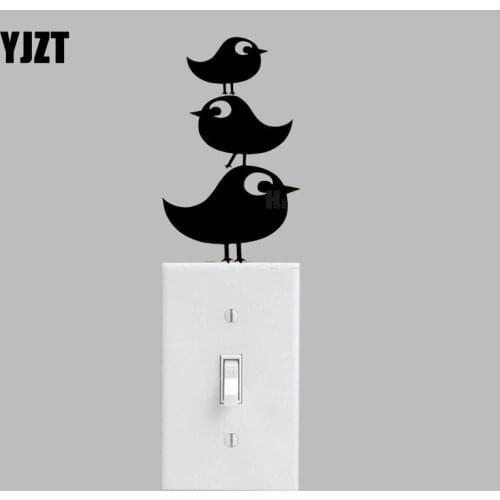 Three Friendly Birds Decorative Wall Switch Sticker Animal Vinyl Decal Decor 8SS-0154