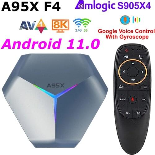 A95X F4 Android 10 TV Box Amlogic S905X4 TV BOX 4GB RAM 128GB ROM 2.4G/5Ghz Wifi 8K Decoding RGB Light 4K YouTube Set Top Box